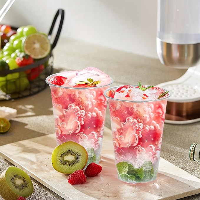 12 oz Clear Plastic Cups, 300 Count Disposable Coffee Cups No Lids, 12 Ounce Cold Plastic Party Cup Bulk, PET Clear Cup for Iced Coffee, Smoothie, Cold Beverage