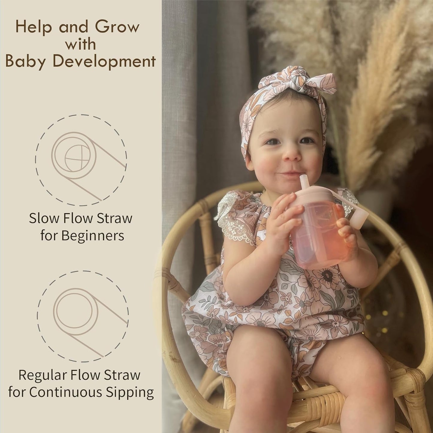 Moonkie Baby Straw cup | Silicone Toddler Sippy Cup Training Cup with Straw Lid | BPA-Free Drop-Proof Baby Cup | Baby Led Weaning | 6 Months+, 5 oz, 1pack