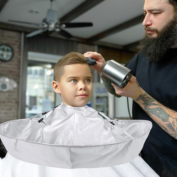 FEBSNOW Hair Cutting Cloak Cape, Professional Adjustable Haircut Cape Foldable Umbrella for Adults Kids Home Salon Barber Hairdressing Supplies