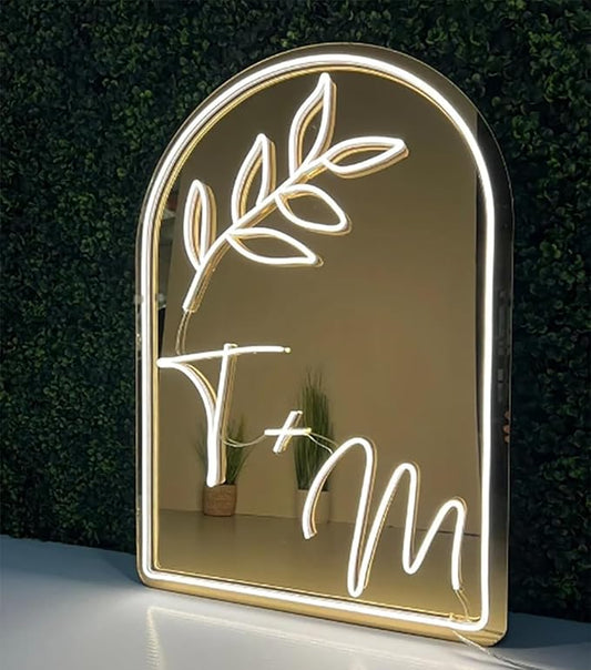 LED Mirror Neon Lights Light Up Dressing Mirror Cat/Shine Heart/Bat/Butterfly Shape Neon Mirror Sign for Modern Home Girl Room Bathroom Salon Wall Art Decor Gift For Girlfriend USB Powered