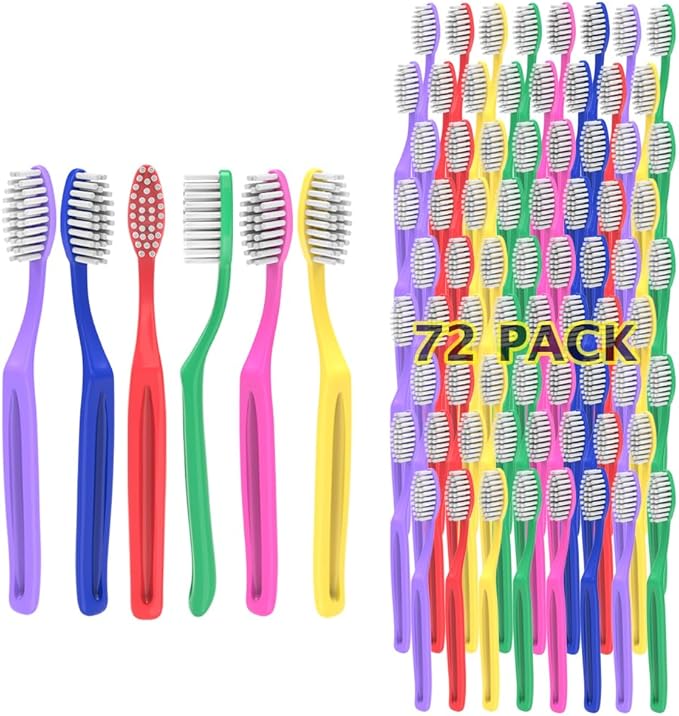 Pack of 72 Kids Disposable Prepasted Toothbrush Soft Bristle and Individually Wrap for Toddlers Girls and Boys