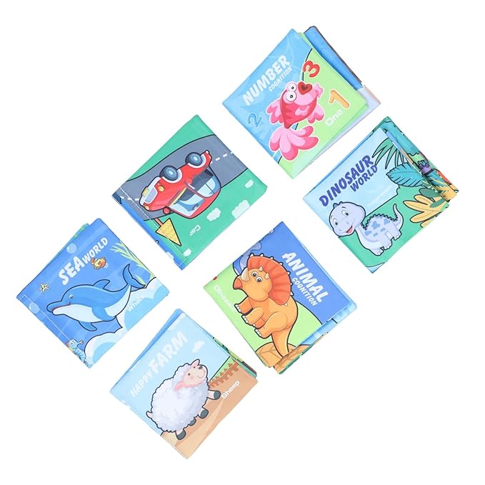 Fabric Books for, Various Learning Items, Educational Toys for Toddlers, Washable Bath Books for, Set of 6