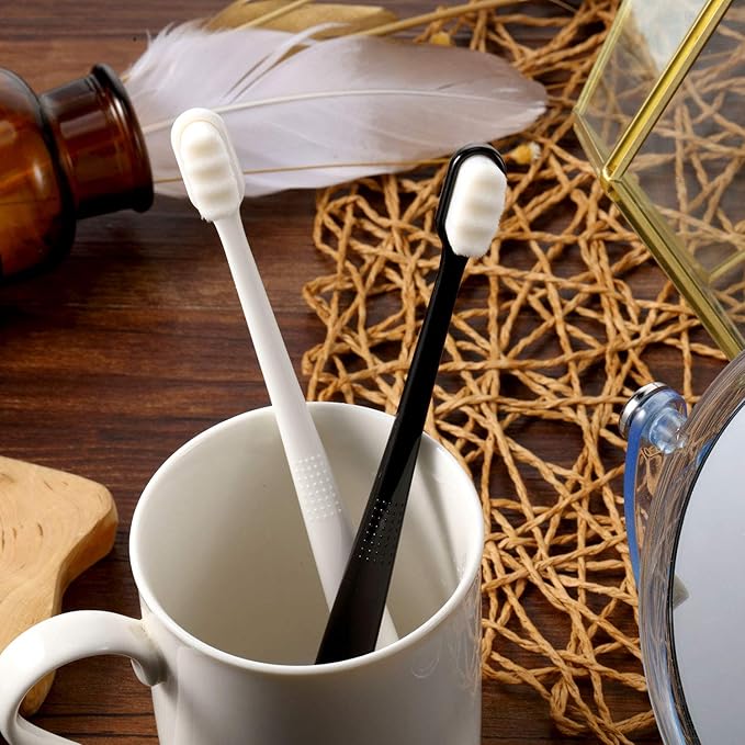 4 Pieces Extra Soft Toothbrushes for Sensitive Gums with 20000 Micro Nano Bristle for Adult Pregnant Gum Recession Elderly Braces, Protect Fragile Gums(Black, White, Pink, Blue)