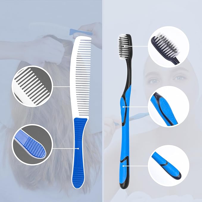 Travel Toothbrushes Kit, Individually Packaged,Toothbrush and Toothpaste Set Bulk, with Comb, Suitable for Hotels, Travel, Business Trip (60 Sets)