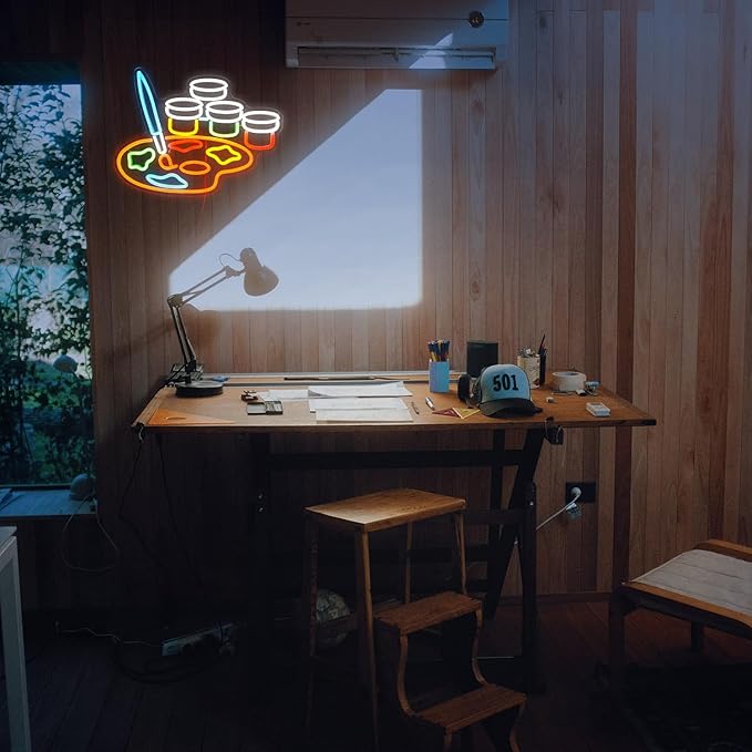 Paint Neon Sign Dimmable Painting Disc Neon Light Signs for Wall Decor USB Powered Draw LED Light Up Sign for Studio Painting Classroom Art Wall Decoration (Multicolored)