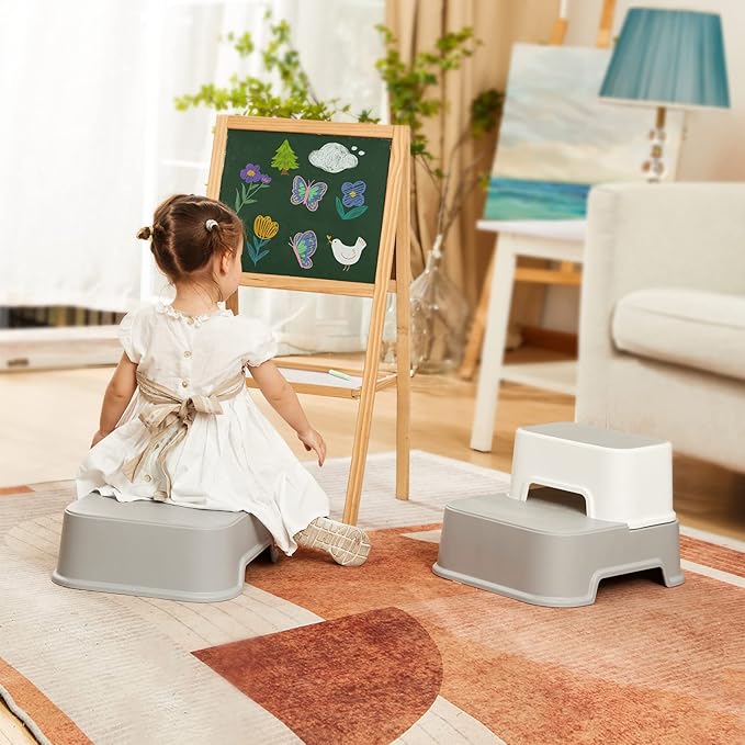 Toddler Step Stool for Bathroom,Kids Step Stool for Potty Training,Toilet Stool, Slip Resistant (Blue, 2)