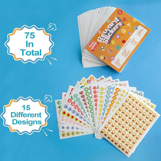 6600 PCS Small Stickers for Kids Classroom, Mini Teacher Reward Stickers Includes Stars, Smiley Faces & Emojis, Sticker Pack, Stickers Bulk, Scrapbook Journal Supplies