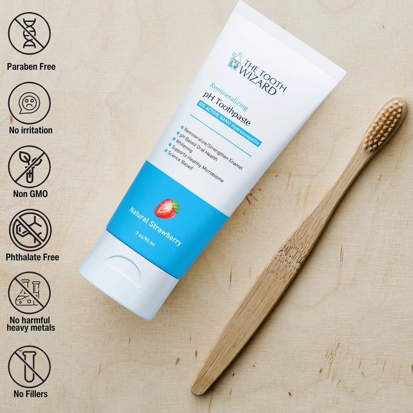 pH Balancing Toothpaste | Natural Strawberry Flavor | Fluoride-Free | SLS-Free | Gentle Whitening | Supports Healthy Oral Microbiome | 3 oz