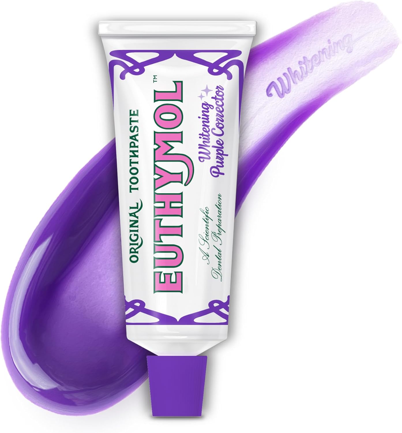 Euthymol Purple Whitening Toothpaste (3.7 fl oz) – for Yellow & Sensitive Teeth | Violet Tone-Up Formula, Instantly Brightens, 24H Stain Defense, Long-Lasting Fresh Breath