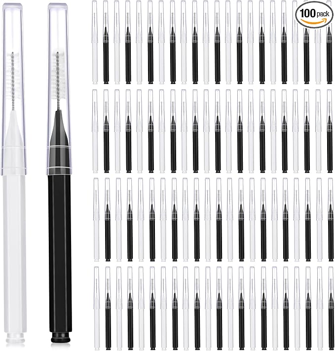 Patelai 100 Pieces Braces Brush for Cleaner Interdental Brush Toothpick Dental Tooth Flossing Head Oral Dental Hygiene Flosser Toothpick Cleaners Tooth Cleaning Tool (Black, White)