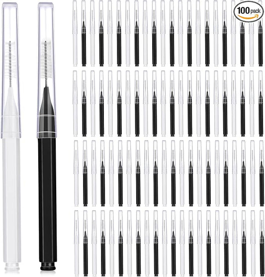 Patelai 100 Pieces Braces Brush for Cleaner Interdental Brush Toothpick Dental Tooth Flossing Head Oral Dental Hygiene Flosser Toothpick Cleaners Tooth Cleaning Tool (Black, White)