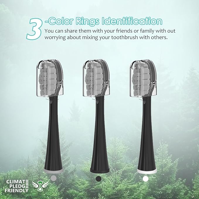 Replacement Heads for Waterpik Sonic Fusion 2.0, Extra-Large Size Flossing Toothbrush Head fit for Water pik SF-01 SF-02 SF-03 SF-04 (Black, 3 Count)