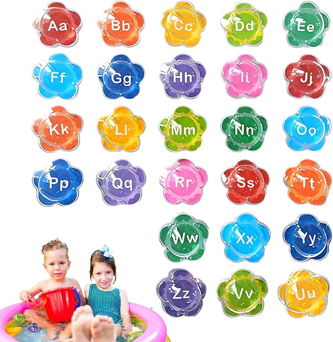 Bath Letters - 26 Pieces Floating Alphabet Set, Waterproof Educational Toys | Fun Learning Tools for Kids, Pool Beach and Bathtub Play, Early Education Entertainment Supplies, 5.5x5cm