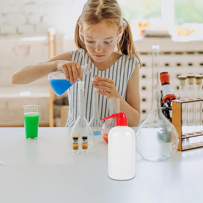 2 pcs Graduated Wash Bottle with Scale Narrow Mouth Pointed Plastic Rinse Bottle for Laboratory Use Lightweight Portable Cleaning Apparatus