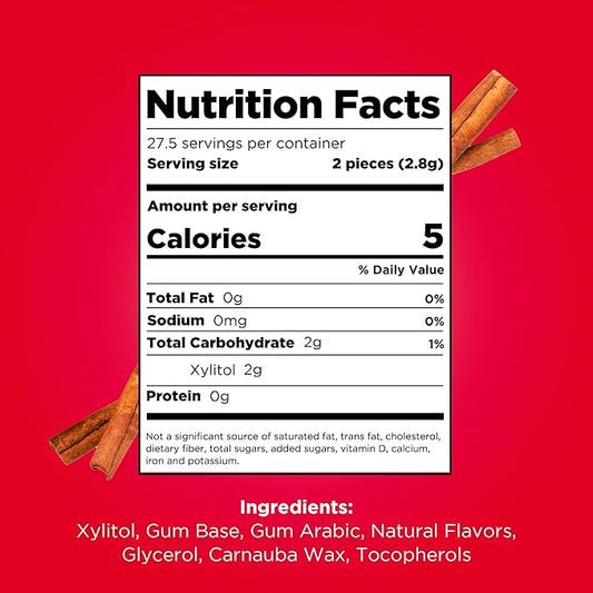 PUR Gum | Aspartame Free Chewing Gum | 100% Xylitol | Natural Cinnamon Flavored Gum, 55 Pieces (Pack of 1)