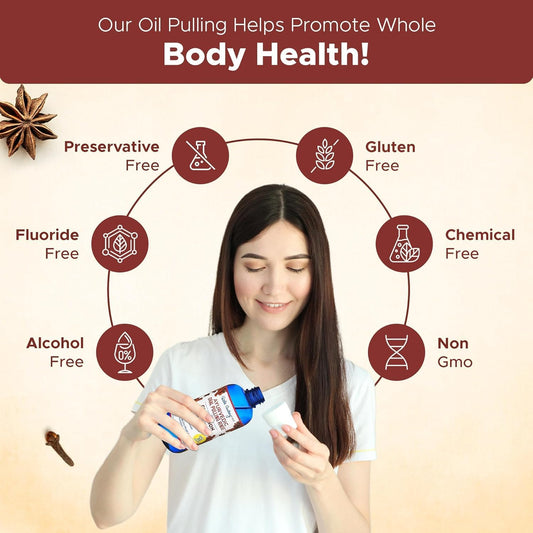 Pack of 3 Ayurvedic Organic Oil Pulling for Teeth & Gums | Natural Cinnamon Flavored Oral Rinse Mouthwash | Essential Oils for Healthy Gums & Bad Breath | Teeth Whitening & Fresh Breath-8 FL Oz