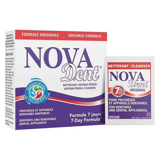 Novadent Dentures Cleaner – for Dental Appliances, Retainers, Trays, Mouth Guards, Teeth Aligners - 3 Months (12 sachets)