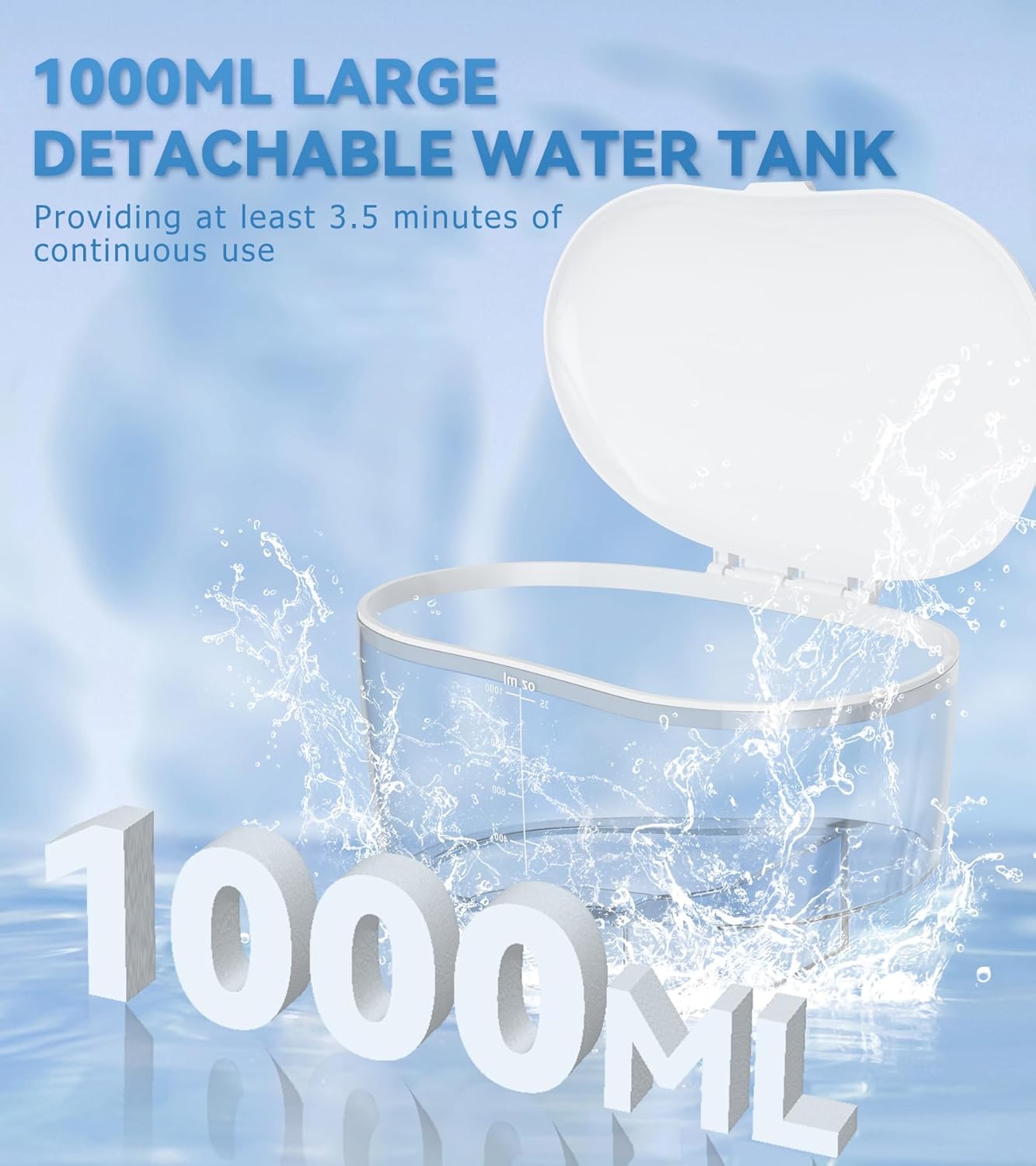 Water Dental Flosser for Teeth Cleaning with 1000ML Large Capacity and UV Storage, 10 Adjustable Pressure Electric Oral Irrigator with 7 Jet Tips for Home Use, Gums, Braces (White)