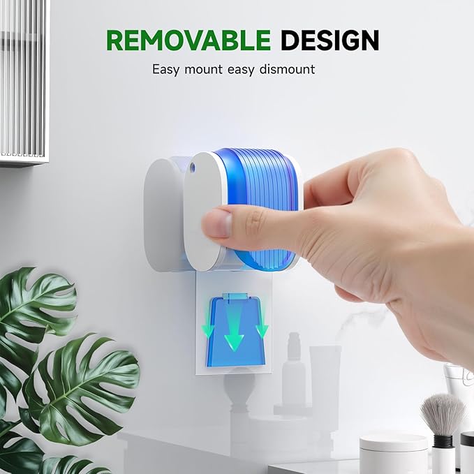 2 Pcs Toothbrush Holders Wall Mounted, Single Slot Design, Shower Self Adhesive Wall Mounted Toothbrush Holder with Cover, Waterproof and Dustproof, Suitable for Bathroom, Family, Travel (Blue)