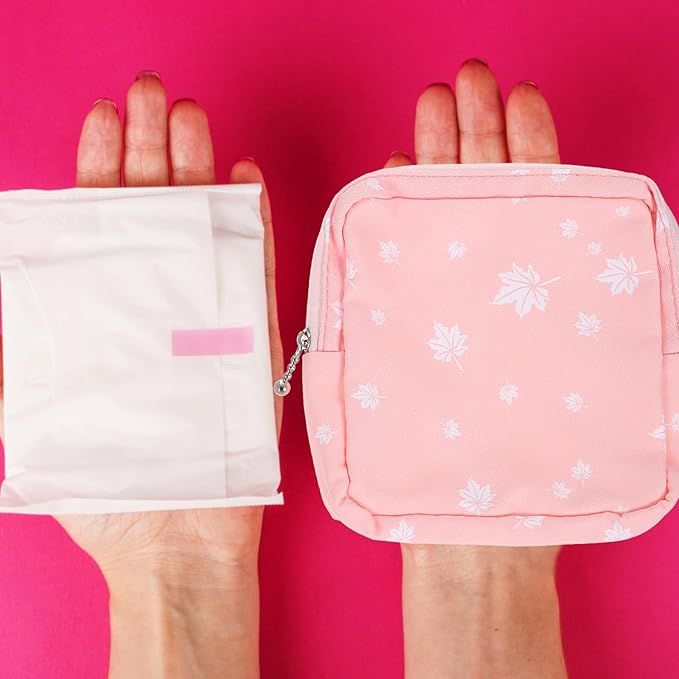 Amosfun 20pcs Sanitary Napkin Storage Bag Teen Girl Period Pad Bags Mini Zipper Open Makeup Bag Polyester Cosmetic Packets