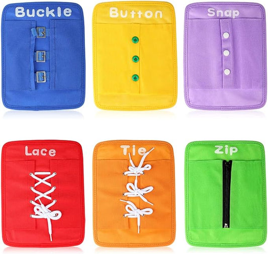 Learn to Tie Your Shoes Dressing Board Montessori Mobile Sensory Board Travel Therapist Life Skills Development Toy - Zip,Button,Snap,Buckle,Lace & Tie for Preschool Toddler 2-8 Years Old