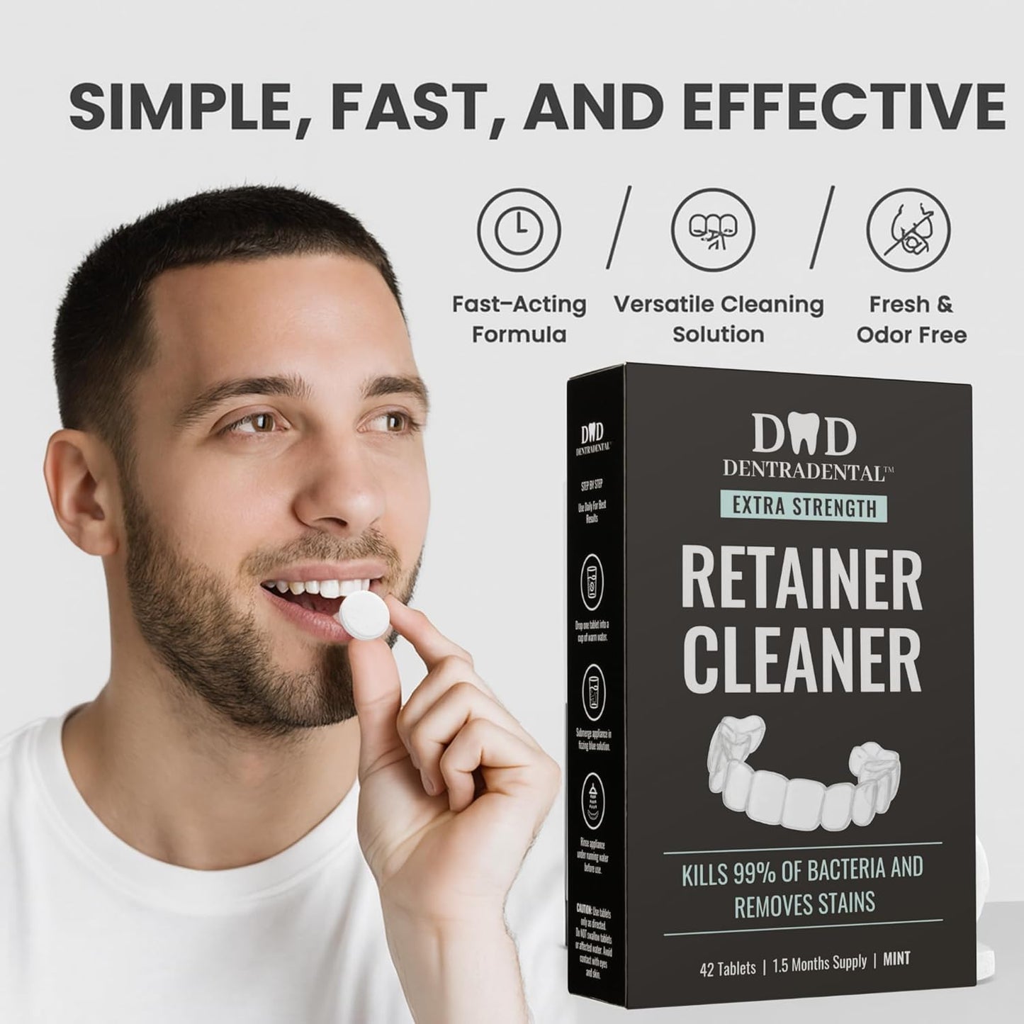 42 Count Retainer Cleaner Tablets for Aligner, Mouth Guard, Night Guard and More. Cleaning Tablets for Ultrasonic Cleaners - Fresh in 3 Minutes - 1.5 Month Supply - Mint
