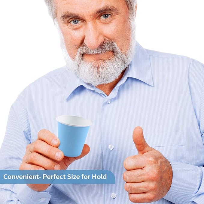 Turbo Bee 600 Pack 3 oz Disposable Paper Cups,Hot/Cold Beverage Drinking Cup,Small Blue Paper Cups for Bathroom and Mouthwash