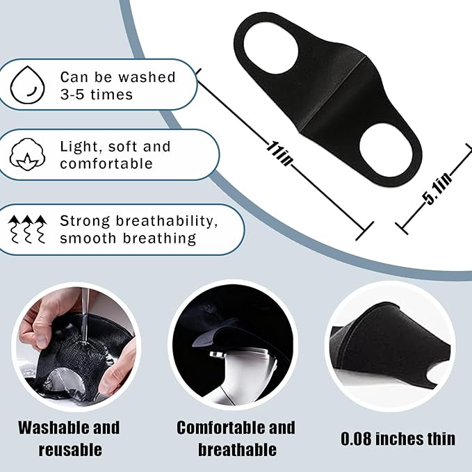 15PCS Reusable Face Mask, Black Face Masks Sponge Washable, Fabric Breathable, Skin-Friendly, Stylish and Versatile for Adult, Men and Women, Cloth Dust Protection for Outdoor, Travel, Sports