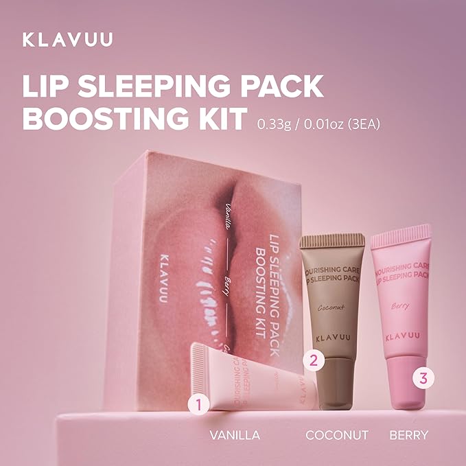 Klavuu Lip Mask Sleeping Pack Boostking Kit – Overnight Deep Hydrating Korean Lip Balm Treatment for Very Dry, Chapped Lips | Lip Lightening & Plumping with Instant Hydration | Gentle Exfoliating