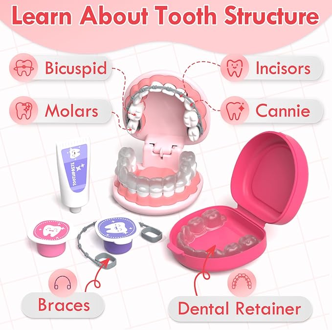 Lehoo Castle Doctor Kit for Toddlers 3-5 Girls, Kids Dentist Play Set, Toys for 3 4+ Year Old Girls, Pretend Play for Toddlers, Kids Doctor Playset, Medical Kits for Boys 3 4 5