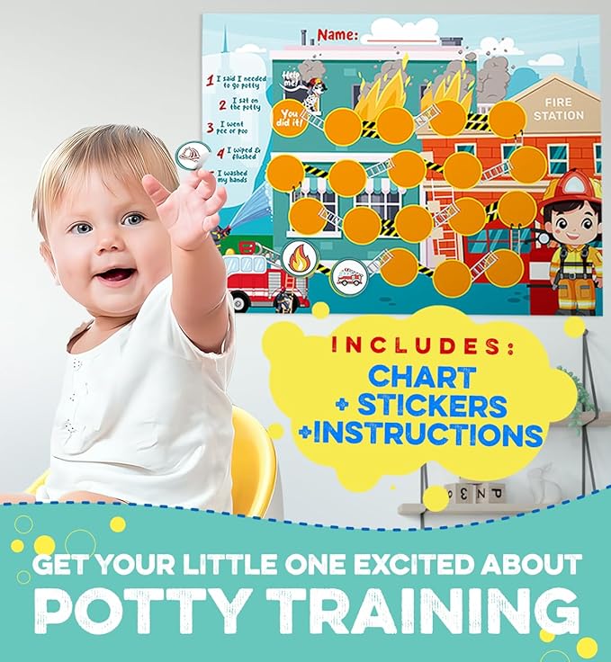 240 pcs Potty Training Stickers, Firefighter Potty Sticker Chart, Potty Reward Charts for Toddlers, Potty Training Chart for Kids, Potty Chart for Toddlers Boys with Stickers Show Options…