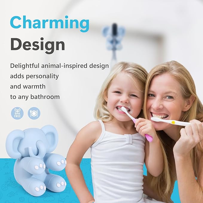 Li&Zhao Funny Silicone Toothbrush Holders - 3 PCS Kids Toothbrush Holders Wall Tooth Brush Holder for Bathroom Cute Toothbrush Holder Suction Animal Toothbrush Holder for Kitchen Living Room Office