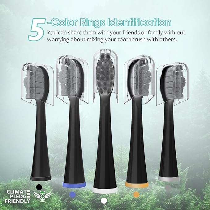 Replacement Heads for Water pik Sonic Fusion 2.0, Extra-Large Size Flossing Toothbrush Head fit for Water pik SF-01 SF-02 SF-03 SF-04 (Black, 5 Count)