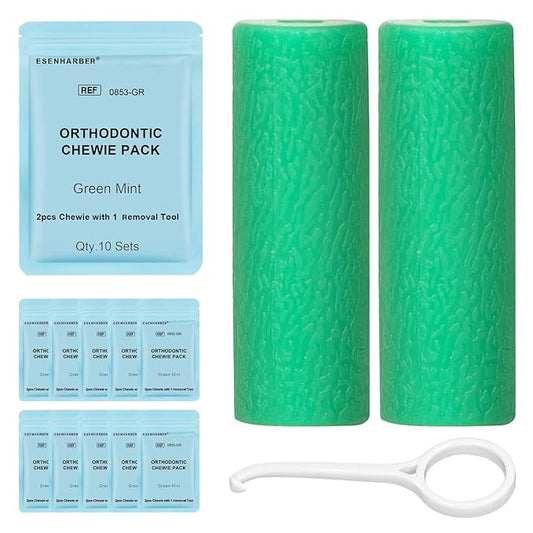 Invisalign Chewies, Chewies for Invisalign Aligners, Each Resealable Pouch Contains 2 Chewies and an Invisalign Remover Tool for Retainer and Orthodontic Care (Green Mint)