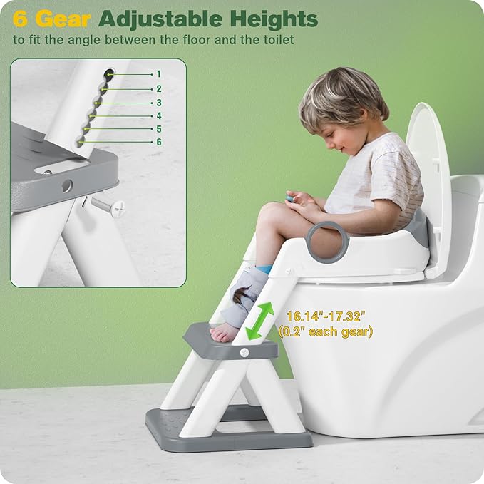 Potty Training Seat, Upgrade Toddler Toilet Seat for Kids Boys Girls, 2 in 1 Potty Training Toilet for Kids, Splash Guard Anti-Slip Pad Step Stool（Upgraded Cushion）