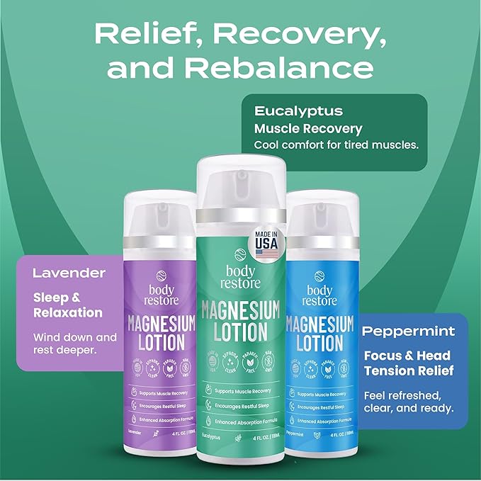 Body Restore Magnesium Lotion with Arnica & MSM - Christmas Stocking Stuffers, White Elephant, Sleep Support, Muscle & Joint Relief, Birthday Gifts for Women, Men, Travel Essentials - Eucalyptus