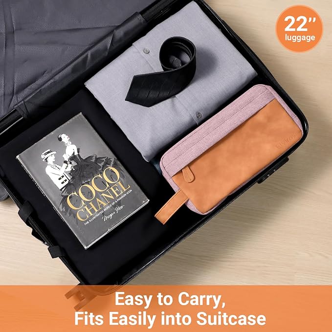 Elviros Travel Toiletry Bag for Men, Hanging Toiletries Bag Water Repellent Dopp Kit PU Leather Travel Bag for Toiletries Accessories, Pink