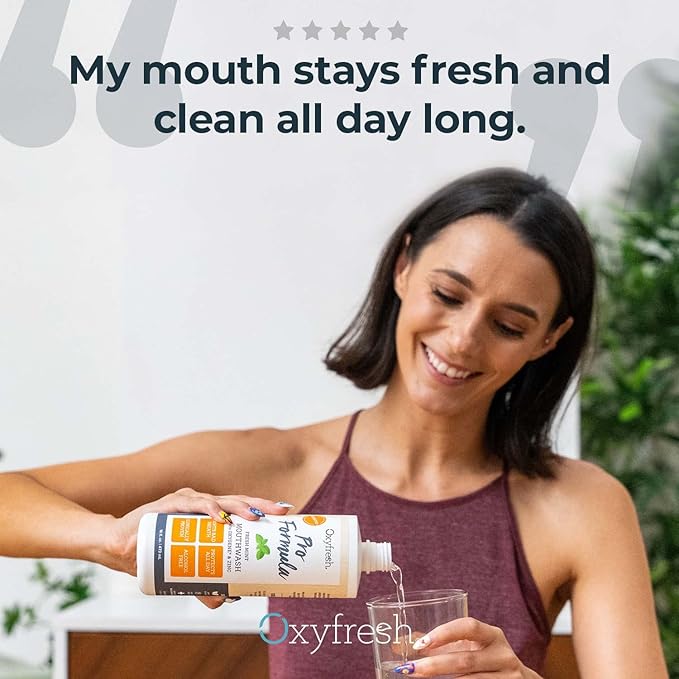 Oxyfresh Pro Formula Fresh Mint Mouthwash – Patented Zinc Mouthrinse for Fresh Breath, Healthy Gums & Bad Breath Treatment for Adults - Dye, Fluoride & Alcohol Free (16 oz Pack of 3)