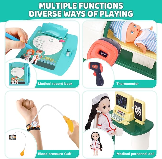 Doctor Kit for Toddlers 3-5, Kids Doctor Playset with Medical Tools, X-ray Machine and Toy Stethoscope ,Educational Pretend Play for Boys & Girls Ages 2 3 4 5 6,Birthday Gift & Dress-Up Toys