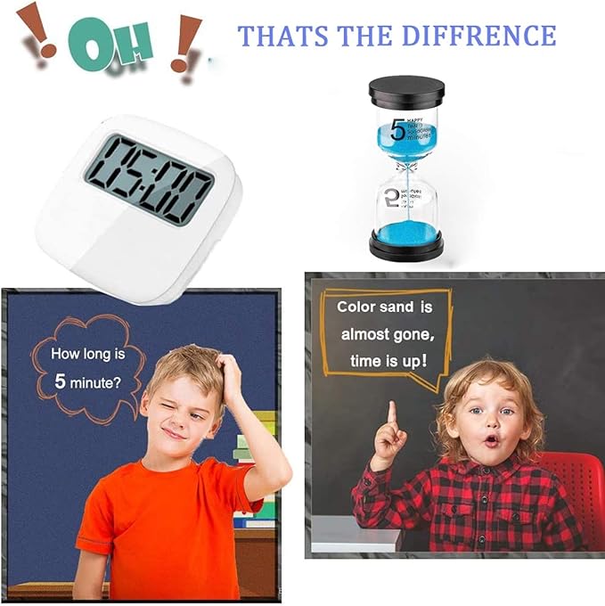 Sand Hourglass Timer 5 Minutes: Plastic Large Blue Sand Clock 5 Min, Colorful Hour Glass Sandglass Timer for Kids, Games, Classroom, Kitchen, Decorative