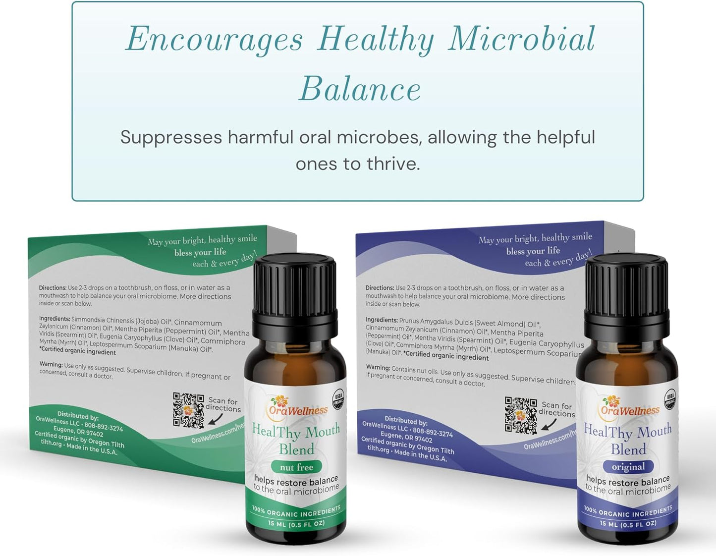 OraWellness Healthy Mouth Blend Organic Tooth Oil, Flouride Free Made in The USA Toothpaste & Mouthwash Alternative, Natural Rinse for Healthy Teeth & Gums for Women, Men and Kids, Pack of 3