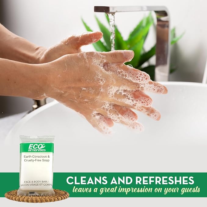 ECO amenities Travel Soap Bar - 0.5 oz, 200-Count, Green Tea Scent - Travel Essentials & Mini Soap Bars - Individually Wrapped - Hotel Toiletry Kit