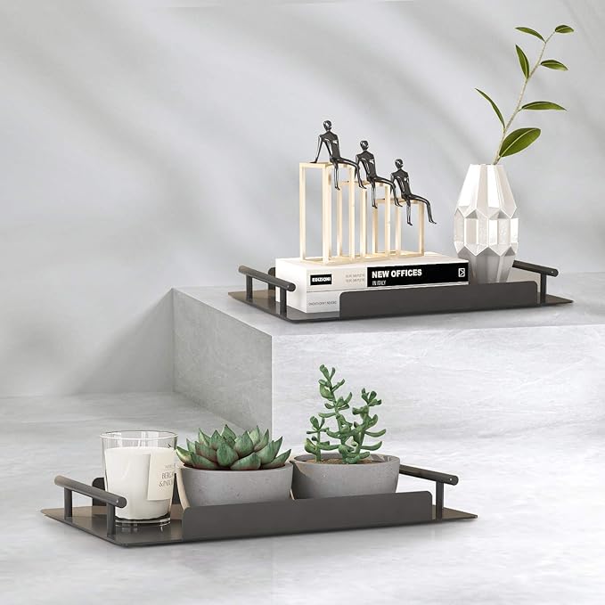 Bathroom Organizer Countertop,Counter Decorative Tray Cosmetic Organizer,Countertop Storage Shelf for Bathroom, Kitchen, Living Room, Bedroom, Dressing Table (2 Counts)