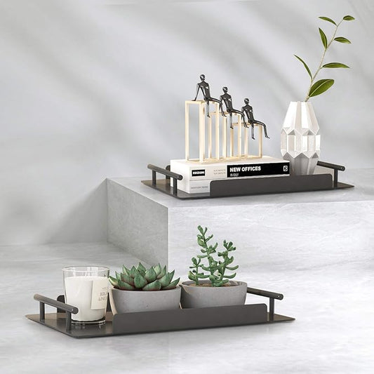 Bathroom Organizer Countertop,Counter Decorative Tray Cosmetic Organizer,Countertop Storage Shelf for Bathroom, Kitchen, Living Room, Bedroom, Dressing Table (2 Counts)