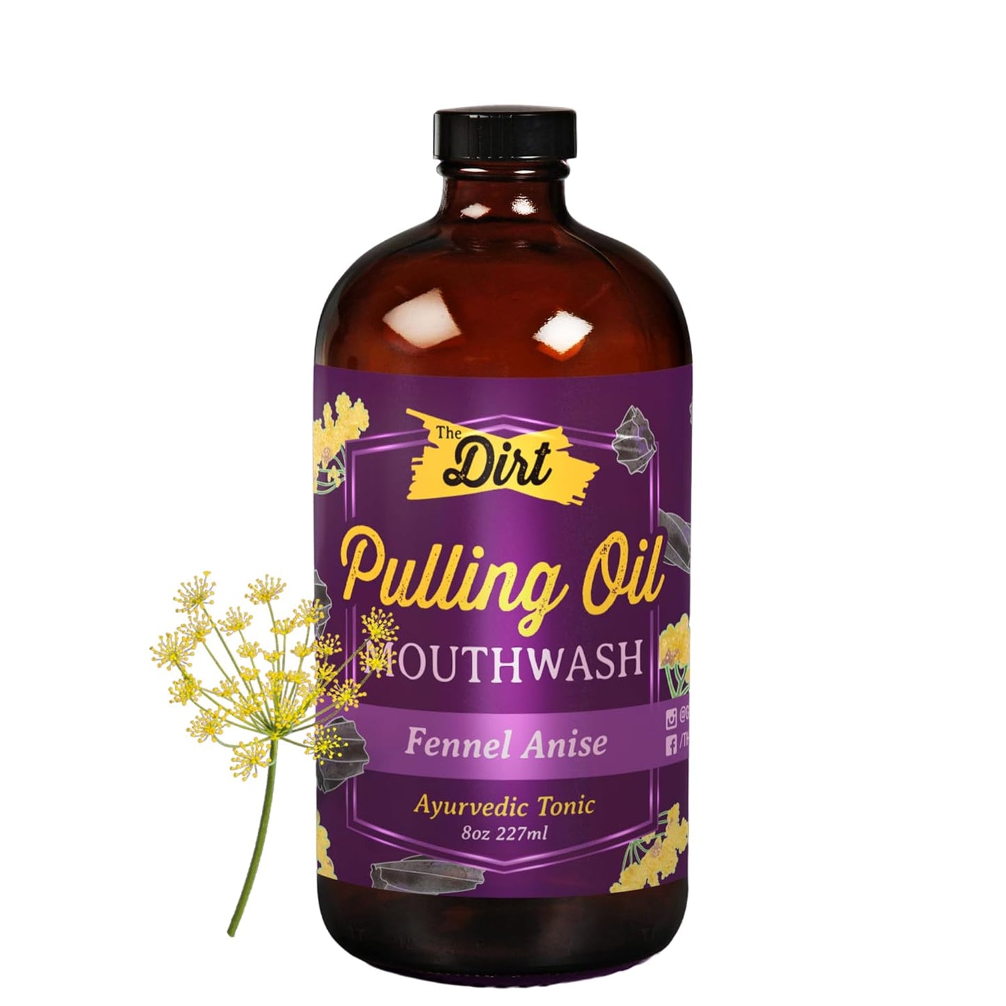 THE DIRT Oil Pulling Mouthwash - Gluten Free - Removes Plaque, Tartar, Bad Breath & Whitens Teeth (Fennel Anise, 8 Ounce)