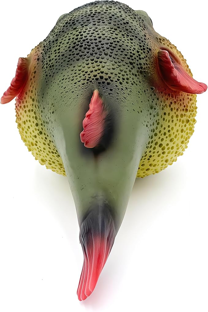 Gemini&Genius Sea Animal Pufferfish Action Figure Soft Rubber Swim Bath Toy, Realistic Ocean Fish Blowfish Toy, Educational and Role Play Toys for Kids and Collectors (Puffer Fish)