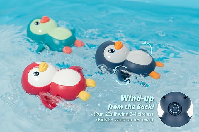 DUCKBOXX XX Bath Toys Wind up Backstroke Swimming Penguins for Kids 18M+ (3pcs)
