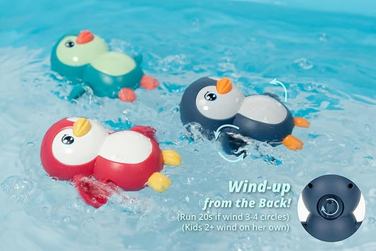 DUCKBOXX XX Bath Toys Wind up Backstroke Swimming Penguins for Kids 18M+ (3pcs)