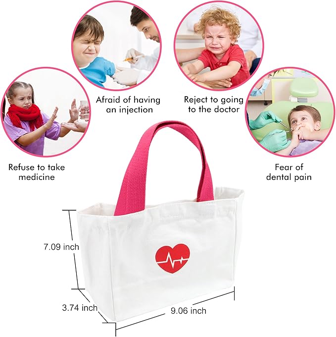 Liberry Doctor Kit for Toddlers 3-5 Years Old, 18-Piece Doctor Bag Pretend Play Toys, Durable Medical Kit with Toy Stethoscope, Pink Doctor Gift for Girls