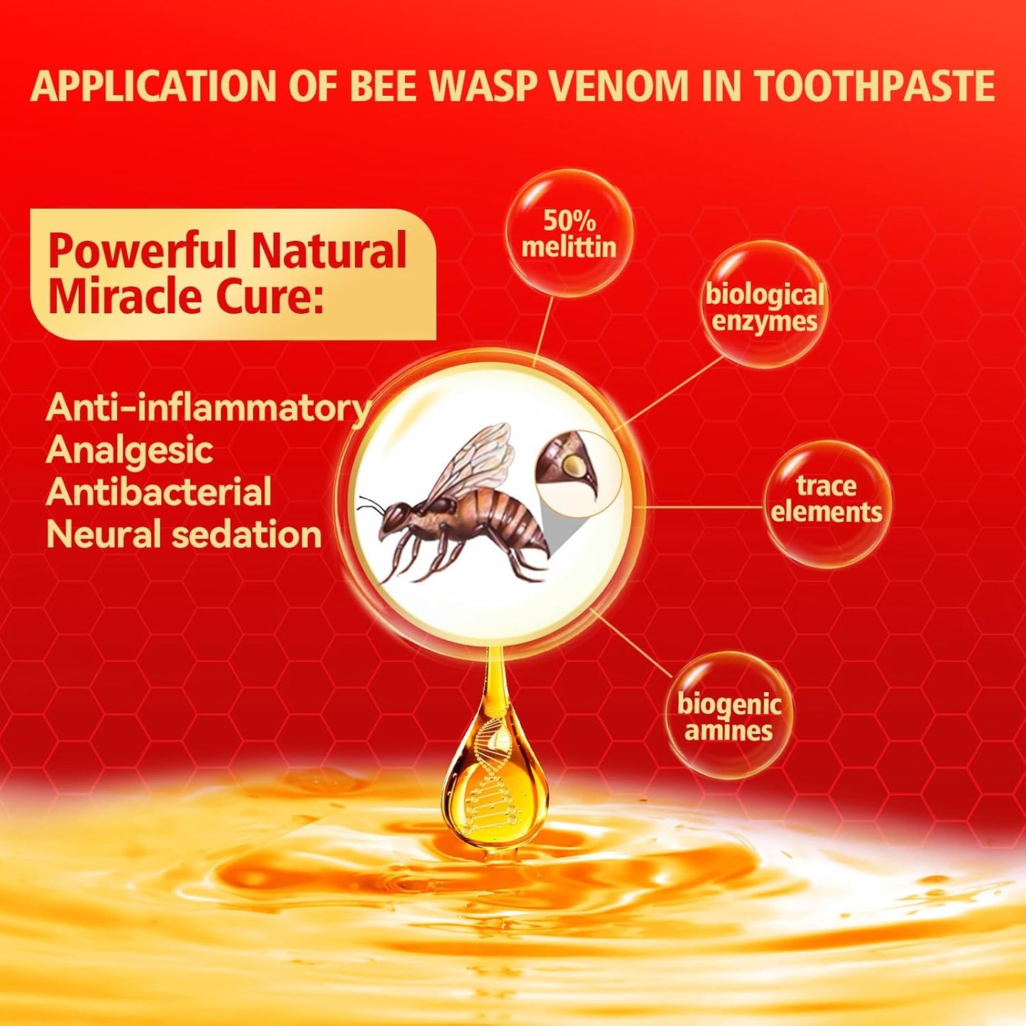 3PCS 10% Nano-Hydroxyapatite Bee Wasp Venom Toothpaste for Remineralizing Enamel & Sensitive Relief,Gingivitis Bleeding Gum Treatment, Fights Plaque,Whitening Teeth - 120MIN Fresh Breath
